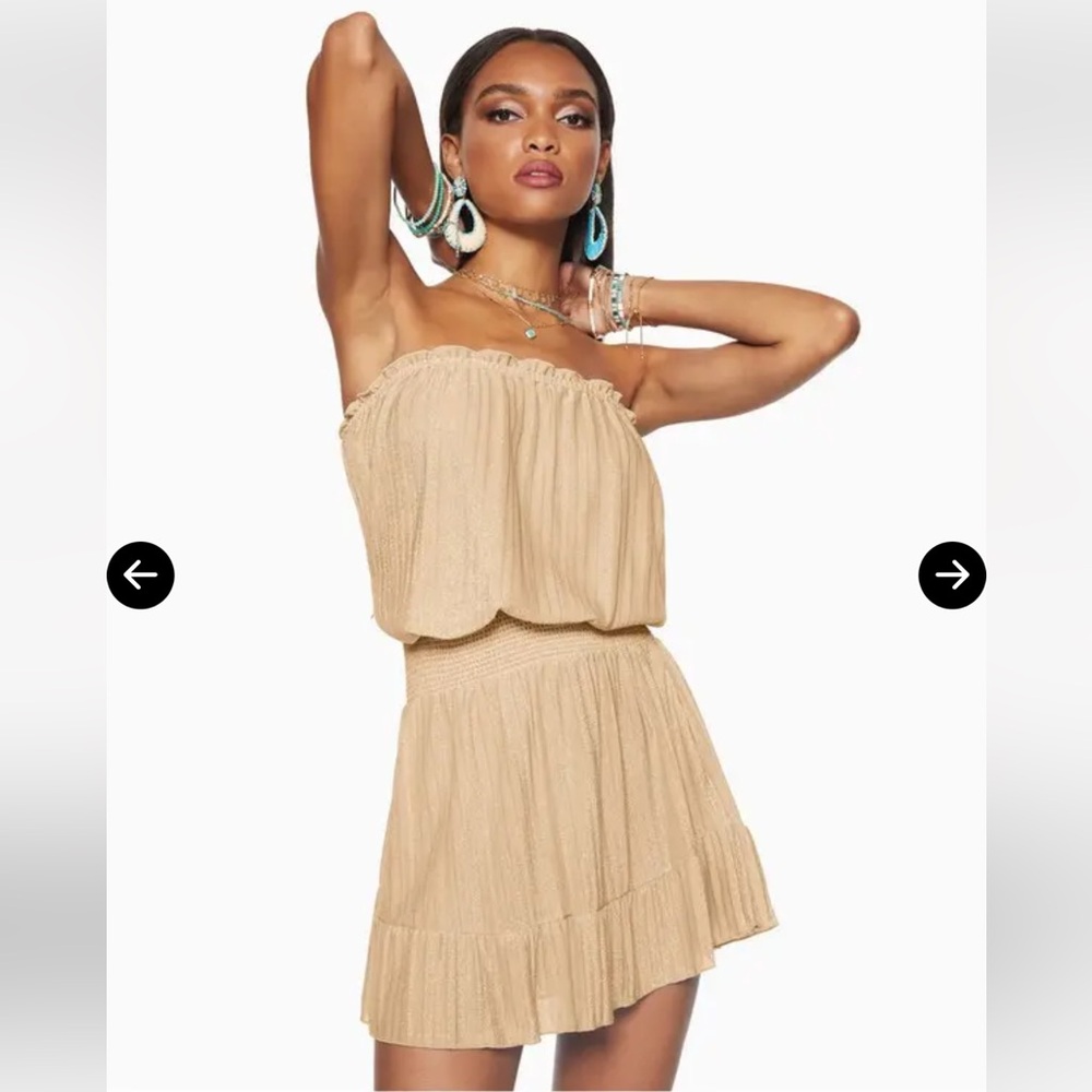 NWT Ramy Brook Knit Marina Dress Neutral Sparkle Strapless Size Small - Picture 3 of 12